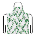 Apron featuring a botanical pattern of green and white ZZ plant leaves