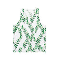 Unisex tank top with a botanical zz plant leaves design