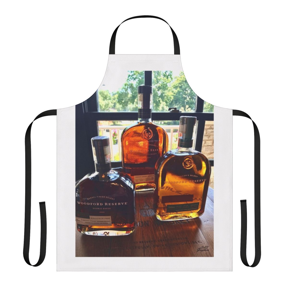 Golden Bourbon Apron with Woodford Reserve Bourbon and Kentucky Derby Imagery