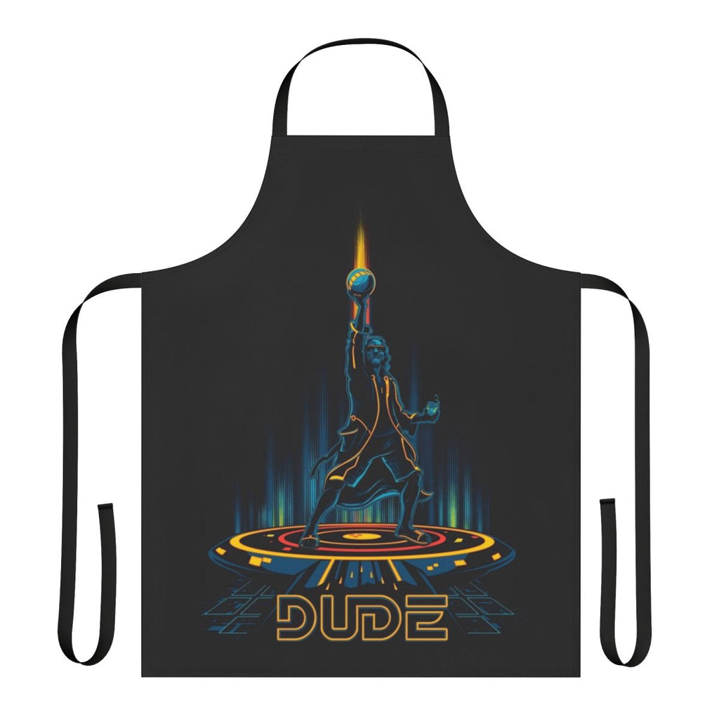 Bowling inspired funny apron with retro pop culture parody design