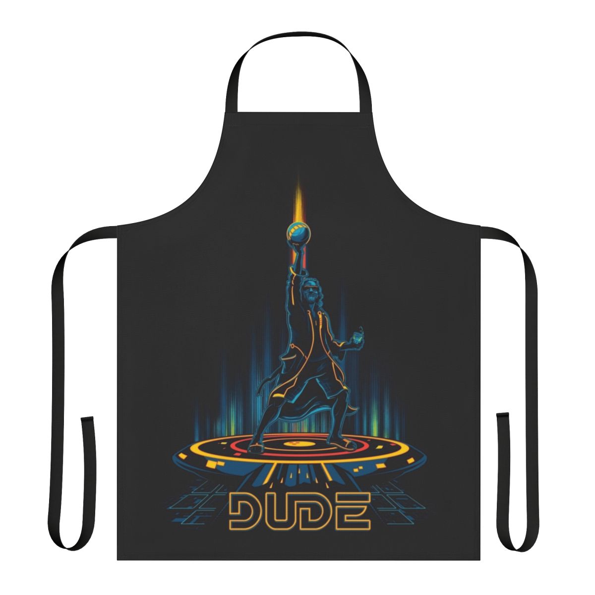 Bowling inspired funny apron with retro pop culture parody design