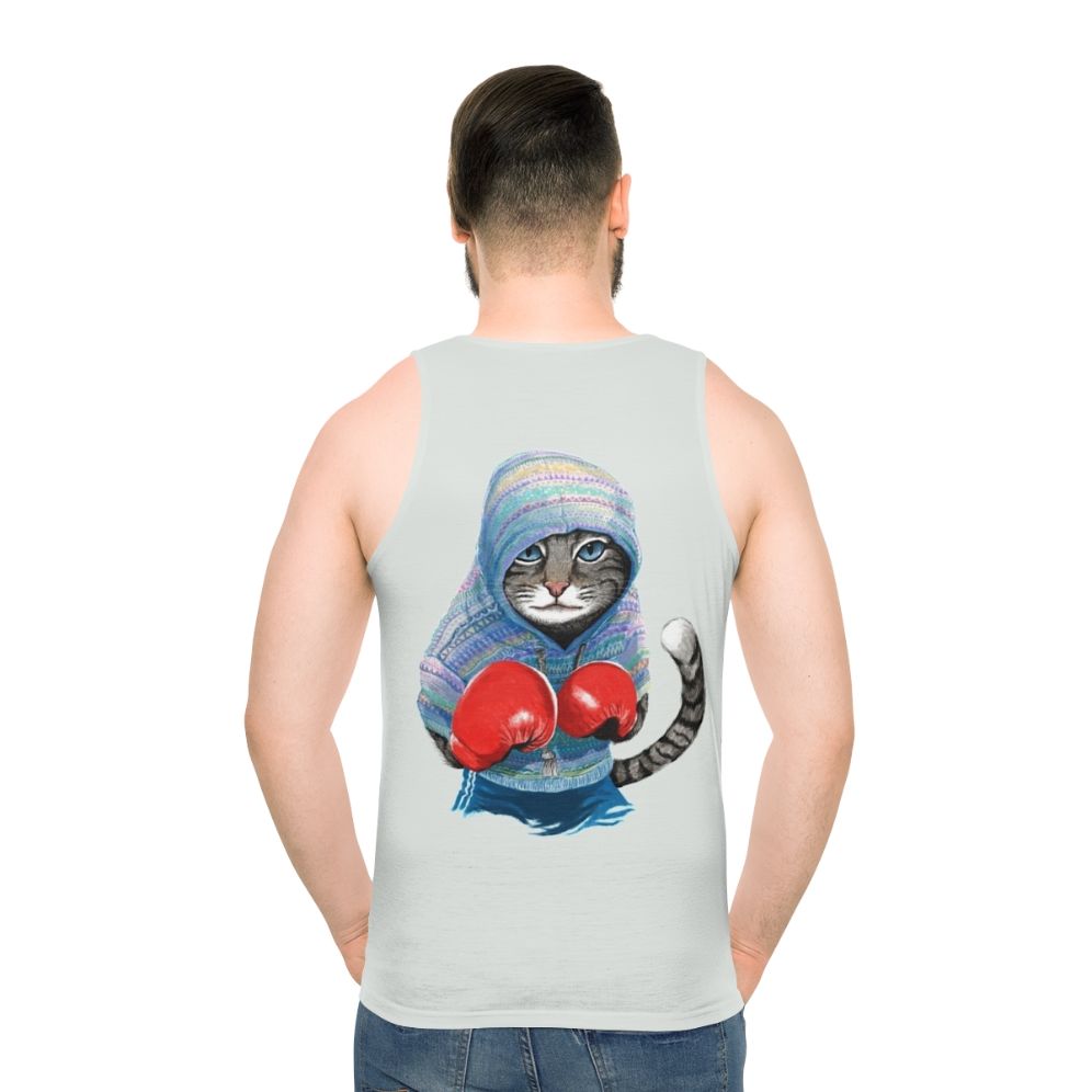 Unisex boxing cat tank top with cute animal pattern design