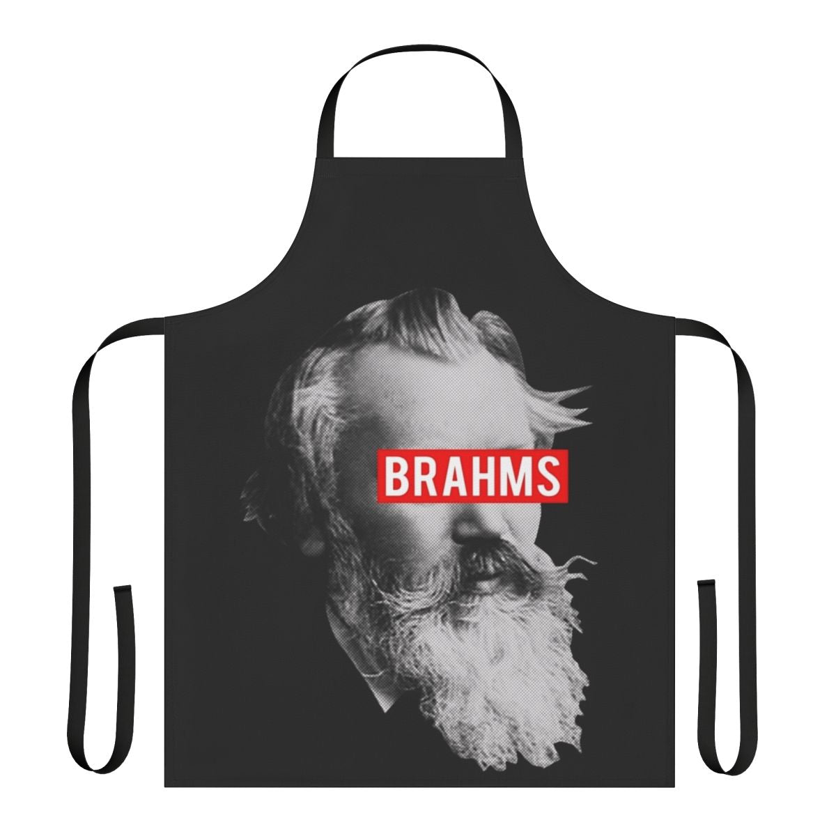 Brahms classical music inspired apron with various instruments