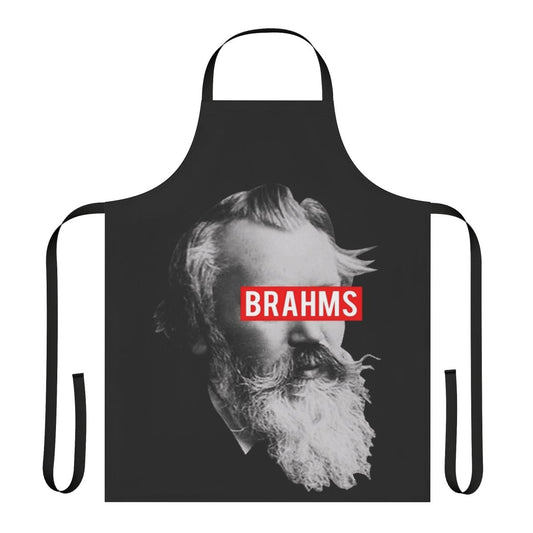 Brahms classical music inspired apron with various instruments