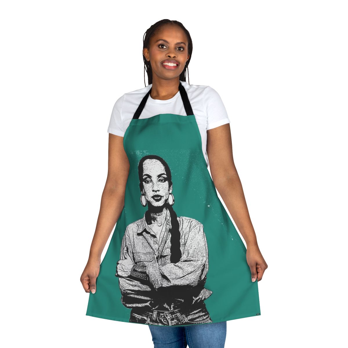 Braided apron with a design inspired by the iconic 80s soul singer Sade