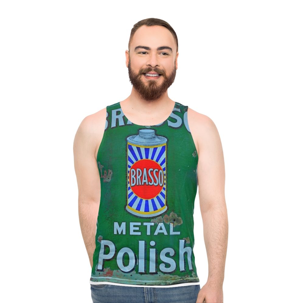 Brasso vintage enamel sign advert unisex tank top