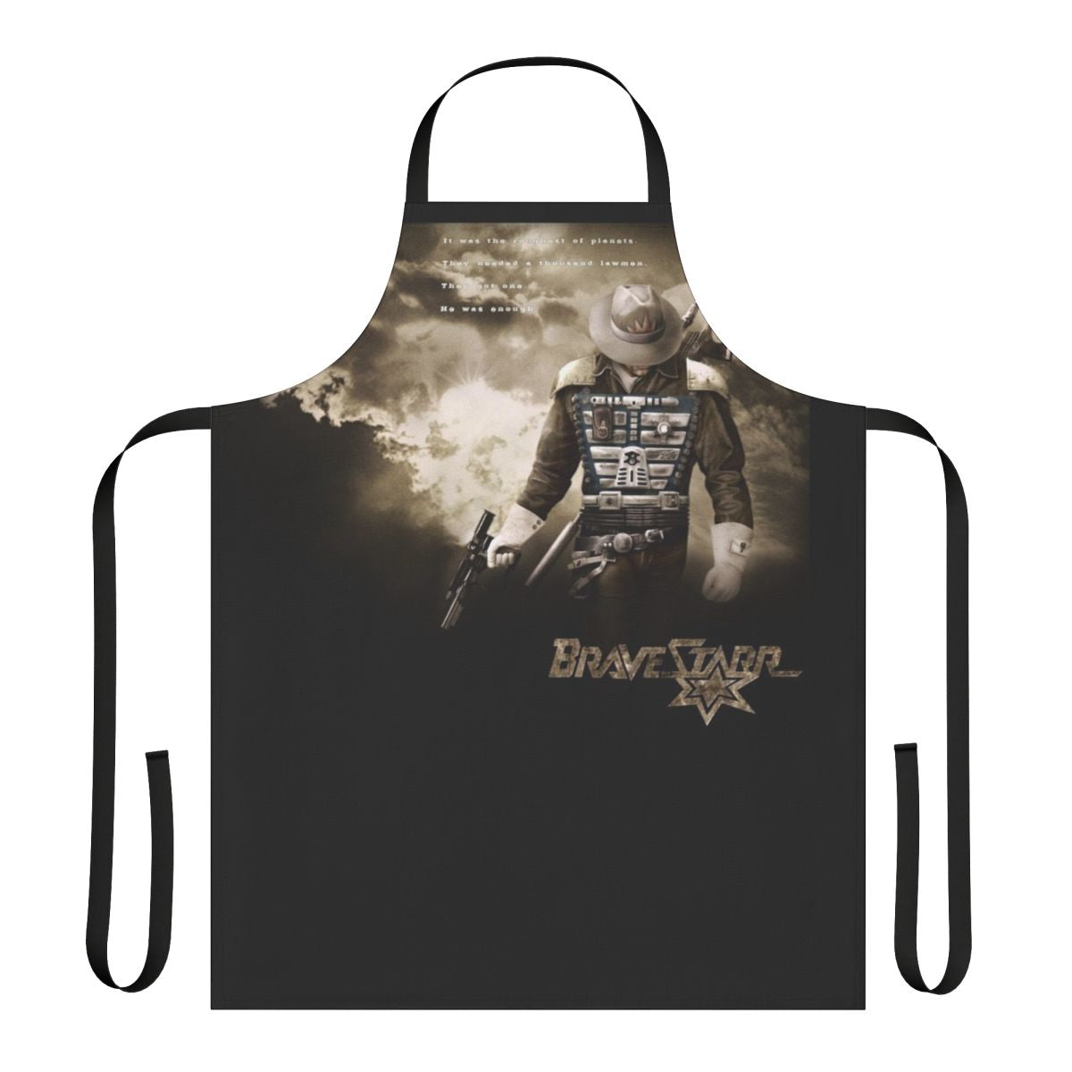 Brave cartoon apron featuring a whimsical cowboy design