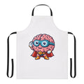 Brave patient wearing an MRI-themed superhero apron