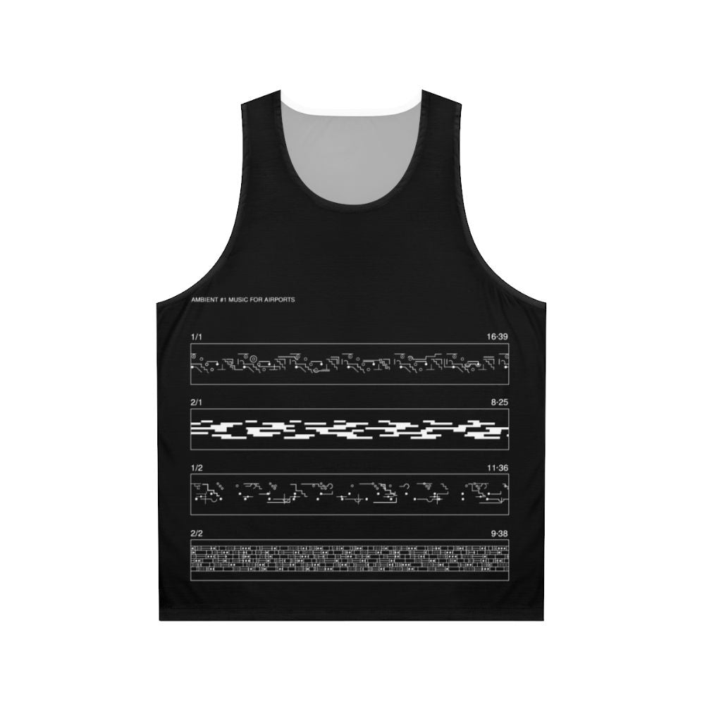 A unisex tank top featuring the iconic "Music For Airports" album cover design by Brian Eno