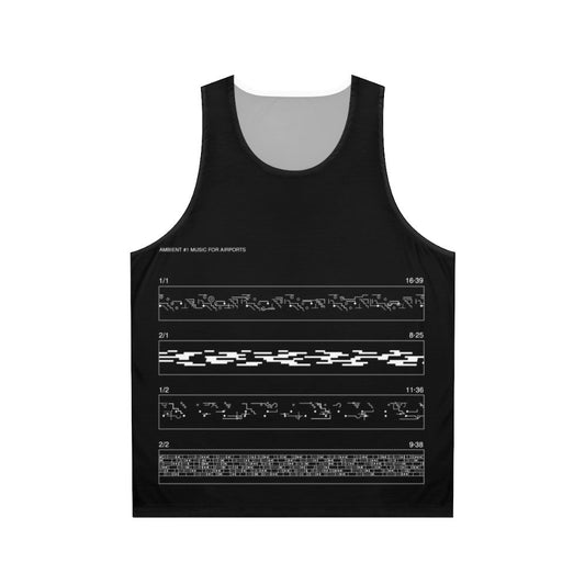 A unisex tank top featuring the iconic "Music For Airports" album cover design by Brian Eno