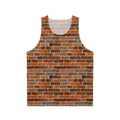 Brick wall unisex tank top with concrete block pattern