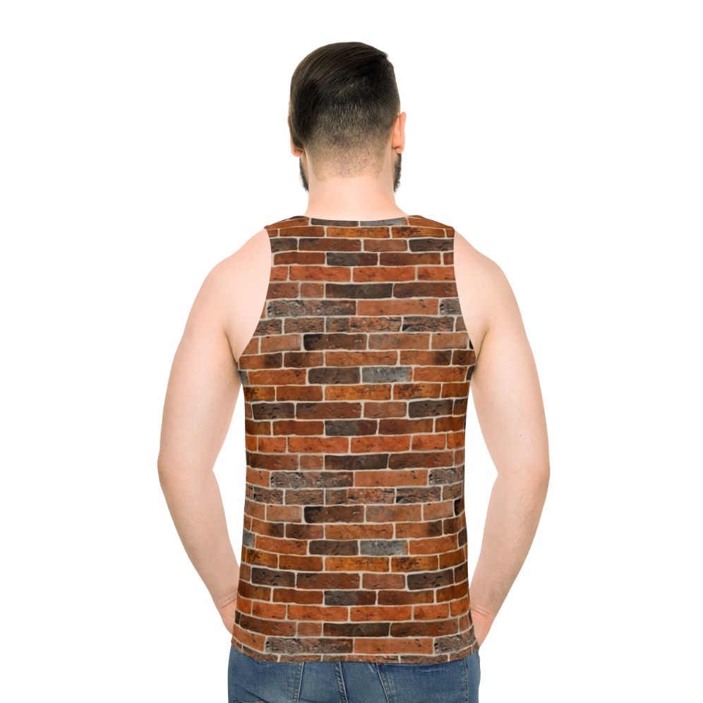 Brick wall unisex tank top with concrete block pattern