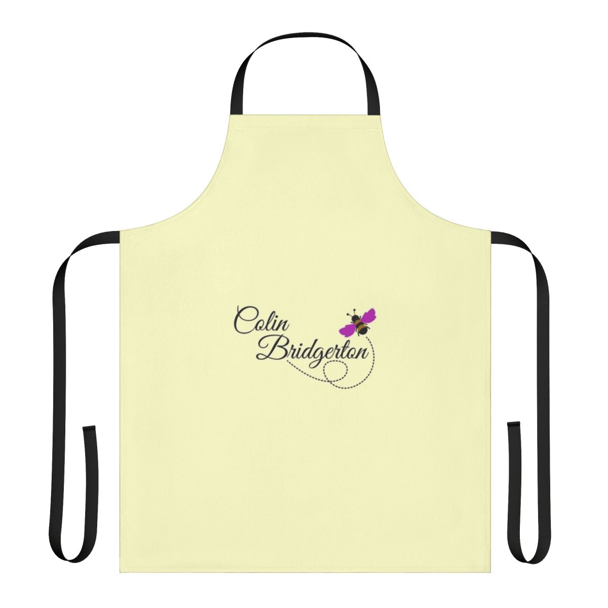 A personalized apron featuring a bee design, perfect for Bridgerton fans.