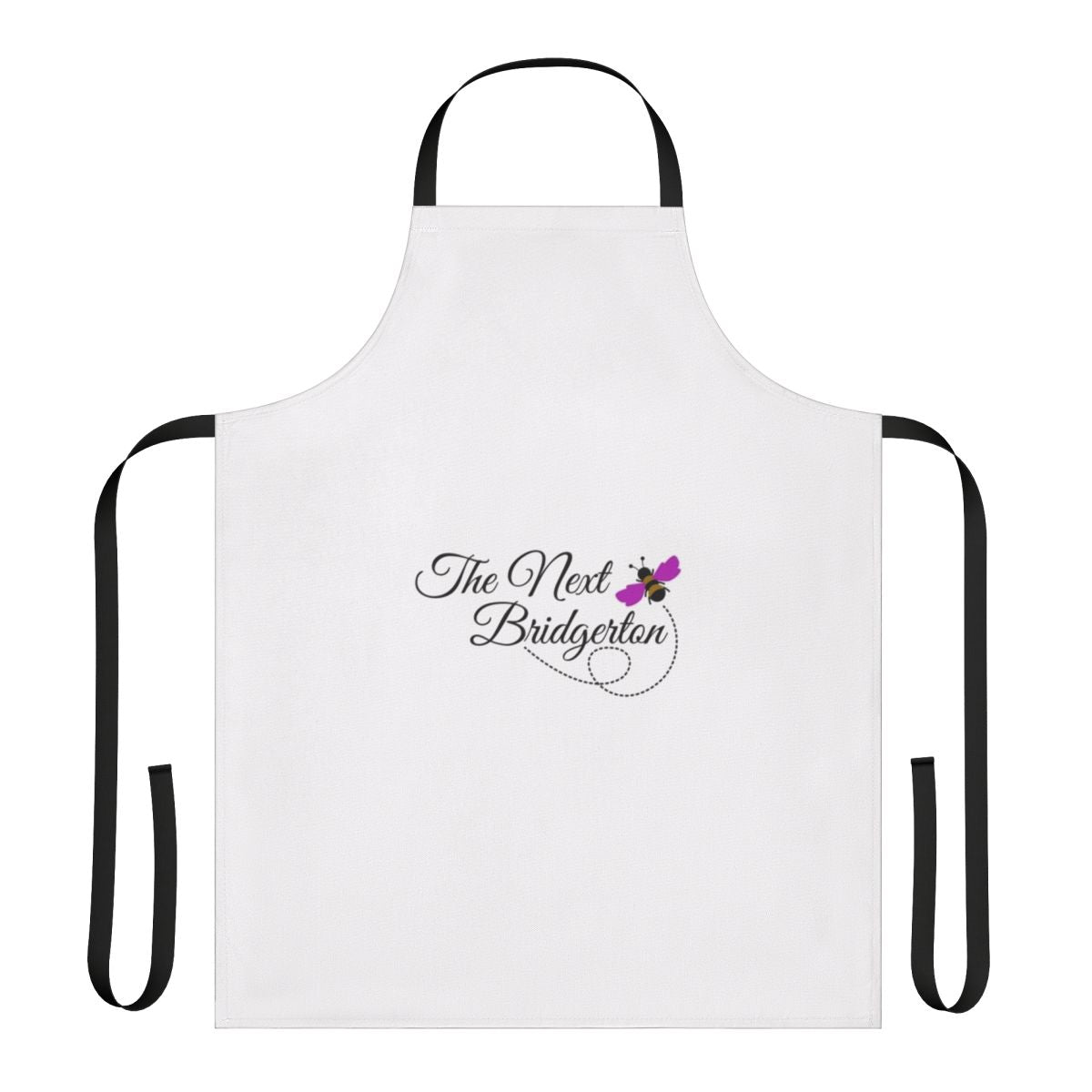 A stylish apron featuring a "The Next Bridgerton" design, perfect for fans of the Netflix series Bridgerton.