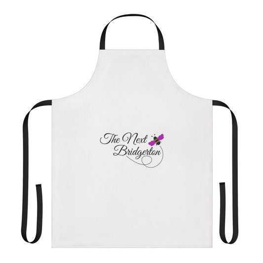 A stylish apron featuring a "The Next Bridgerton" design, perfect for fans of the Netflix series Bridgerton.