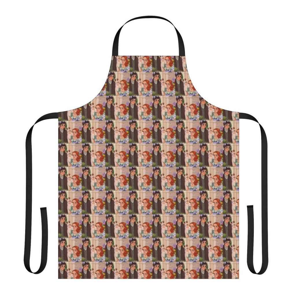 Bridgerton-inspired apron featuring the Bridgerton family crest and other design elements from the popular Netflix series.