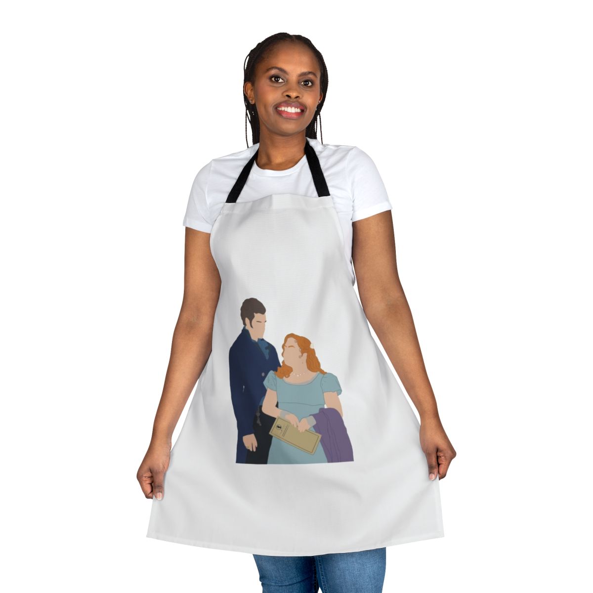Bridgerton-inspired apron featuring the characters Colin Bridgerton and Penelope Featherington