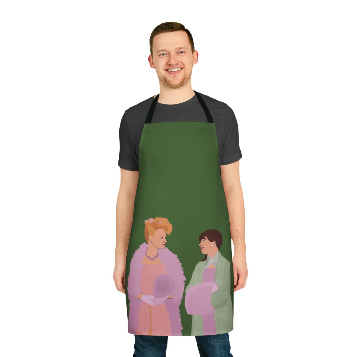 Bridgerton-inspired apron featuring Eloise Bridgerton and Cressida Cowper characters