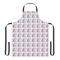A white apron with a Bridgerton-inspired floral design, perfect for fans of the Netflix series.