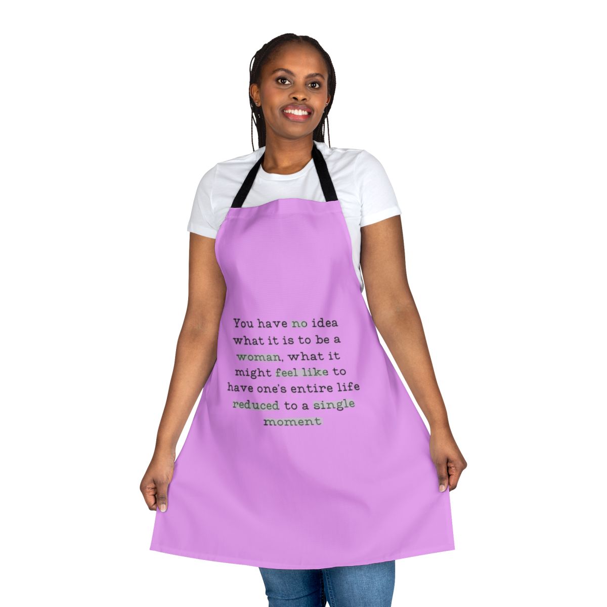 A high-quality apron featuring a Bridgerton quote and characters from the popular Netflix series.