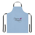 A white apron with a bee design, inspired by the character Francesca Bridgerton from the Netflix series Bridgerton.