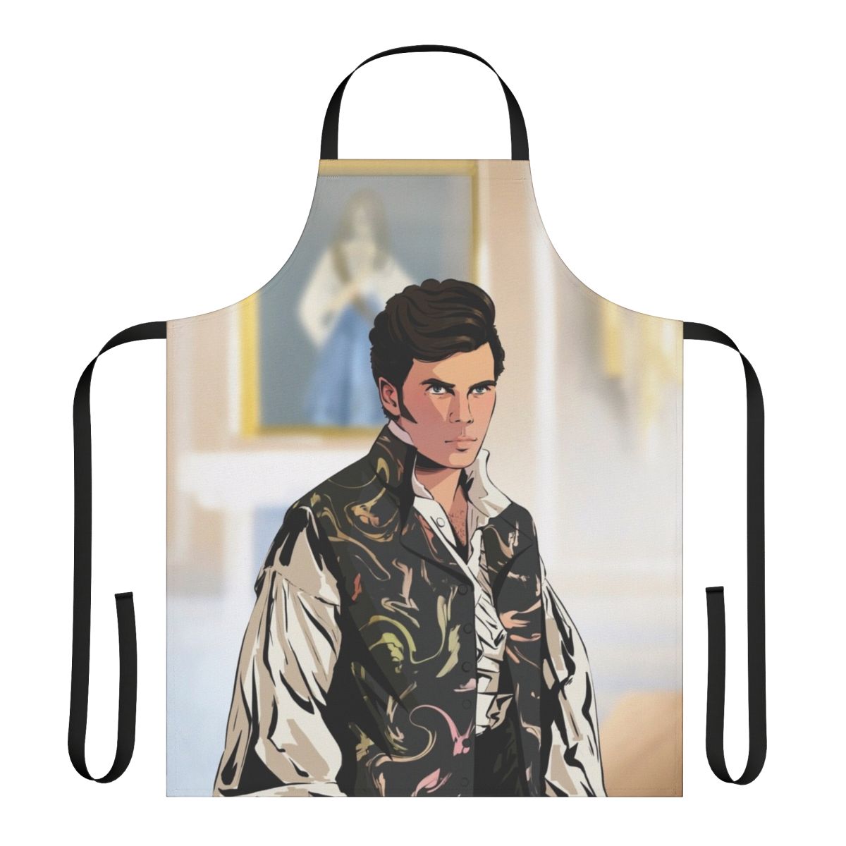 Bridgerton-inspired apron featuring custom Colin Bridgerton fan art design