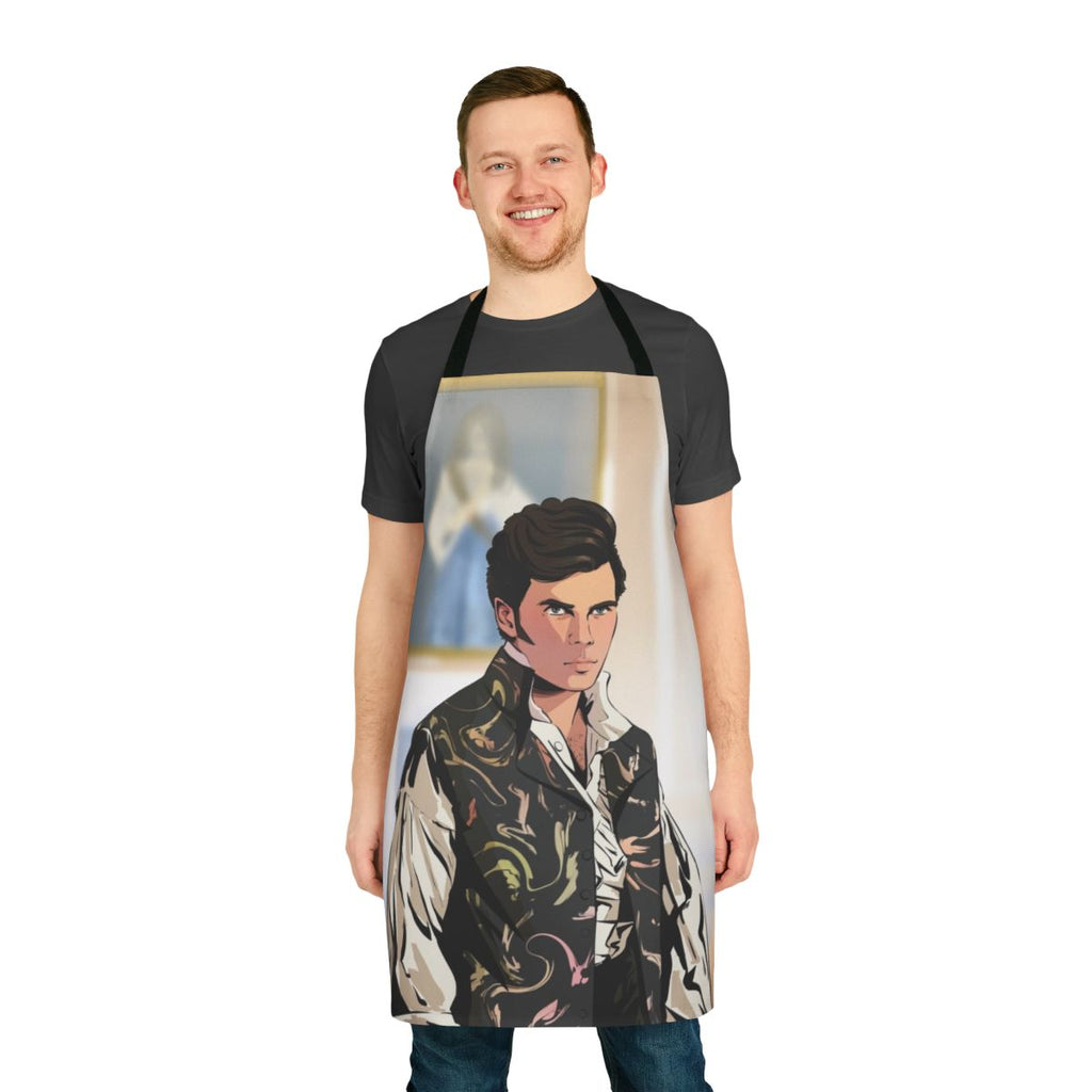 Bridgerton-inspired apron featuring custom Colin Bridgerton fan art design