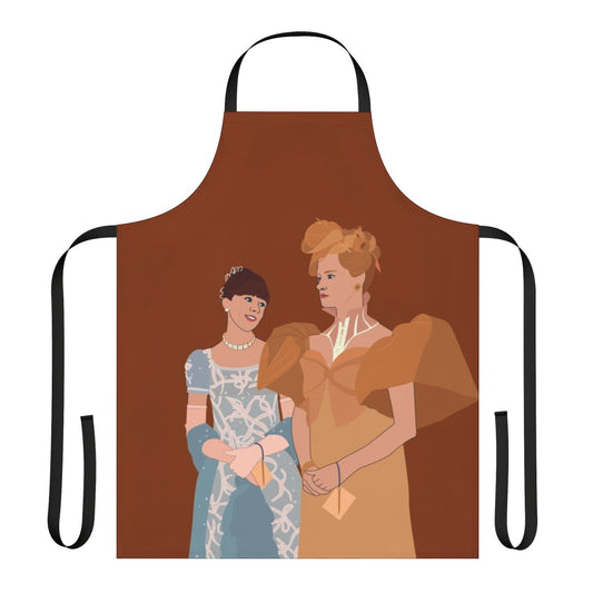 Bridgerton-inspired apron featuring Eloise Bridgerton and Cressida Cowper characters