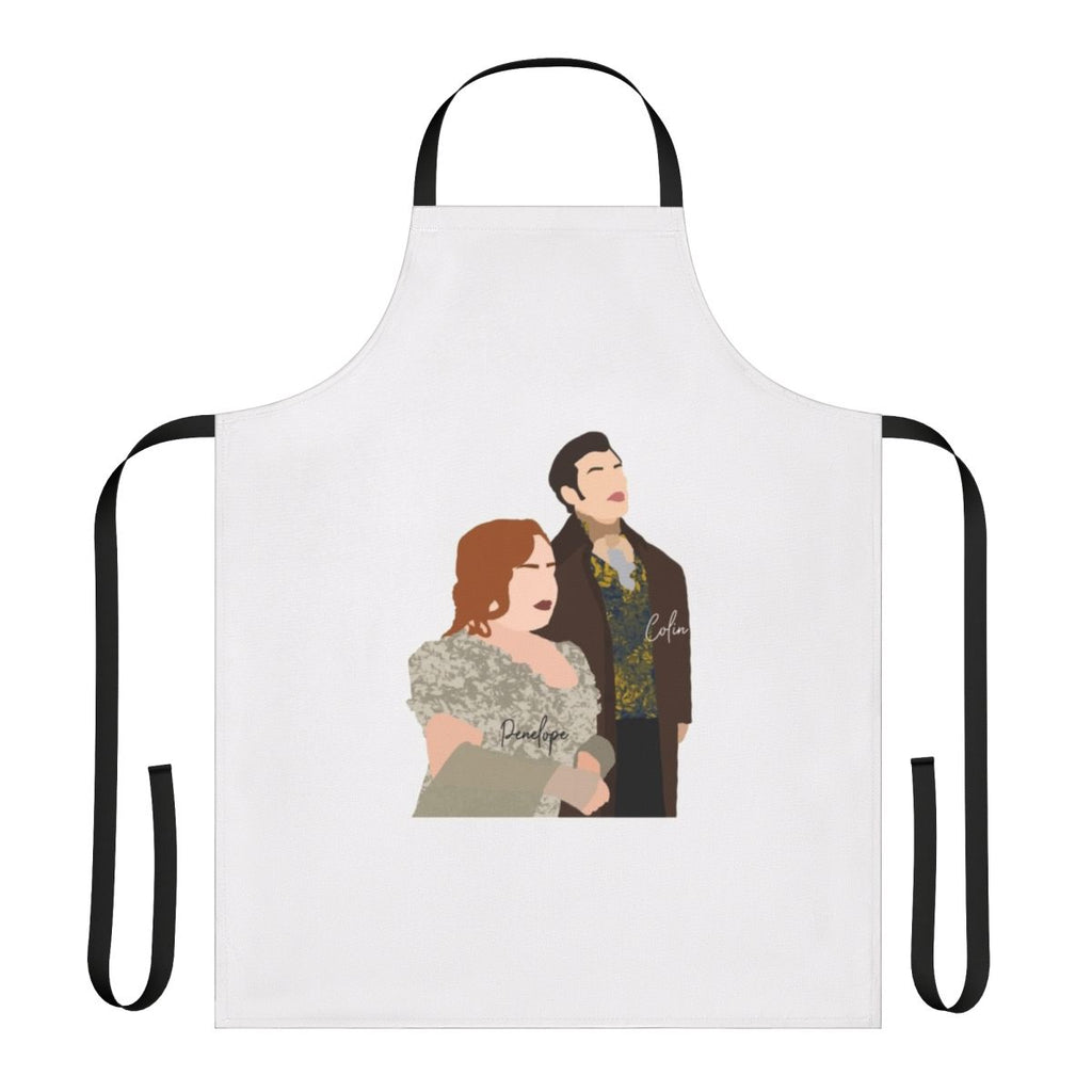 Bridgerton inspired apron featuring Penelope Featherington and Colin Bridgerton from the hit Netflix series