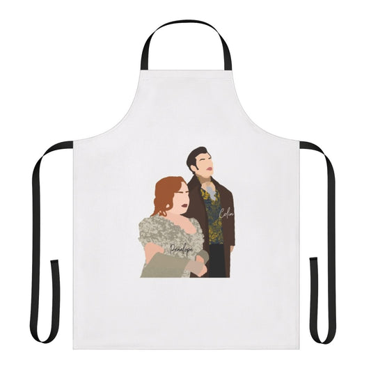 Bridgerton inspired apron featuring Penelope Featherington and Colin Bridgerton from the hit Netflix series