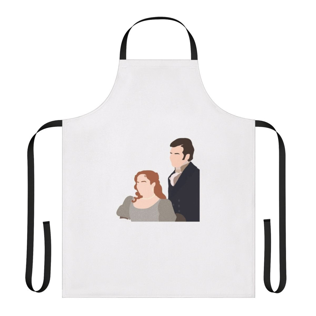 Bridgerton-inspired apron featuring Penelope Featherington and Colin Bridgerton smiling