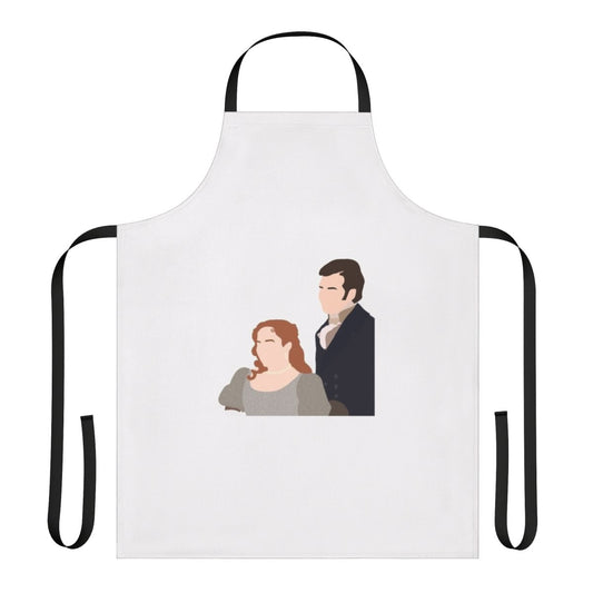 Bridgerton-inspired apron featuring Penelope Featherington and Colin Bridgerton smiling