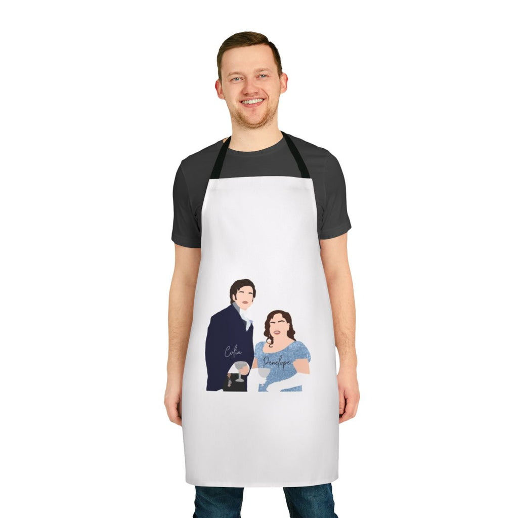 Bridgerton-inspired apron featuring Penelope Featherington and Colin Bridgerton from the Netflix series