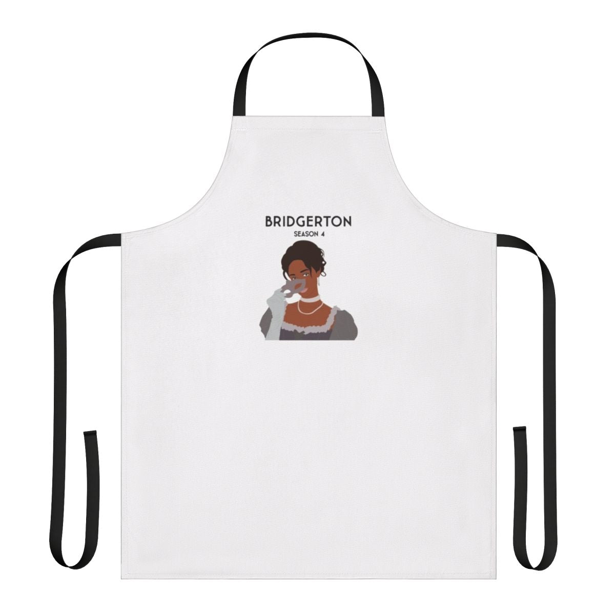 Bridgerton-inspired apron featuring characters Sophie Beckett and Benedict Bridgerton