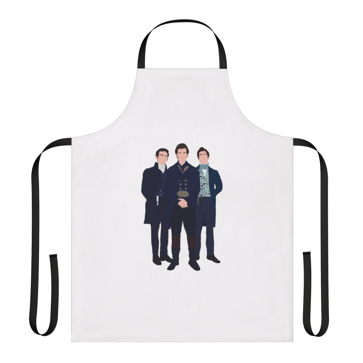 Bridgerton-themed apron featuring stickers of the show's beloved characters
