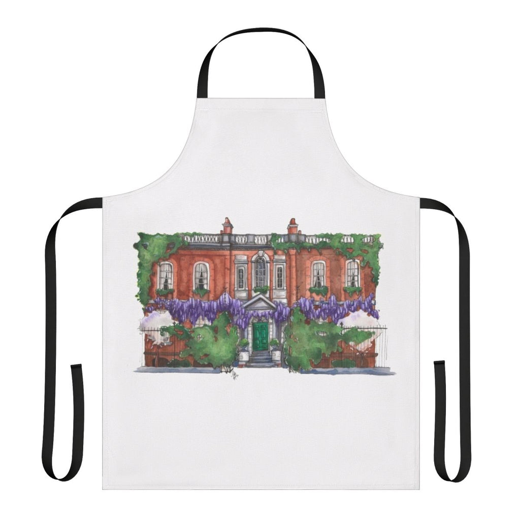Bridgerton inspired watercolor apron featuring the Bridgerton Residence