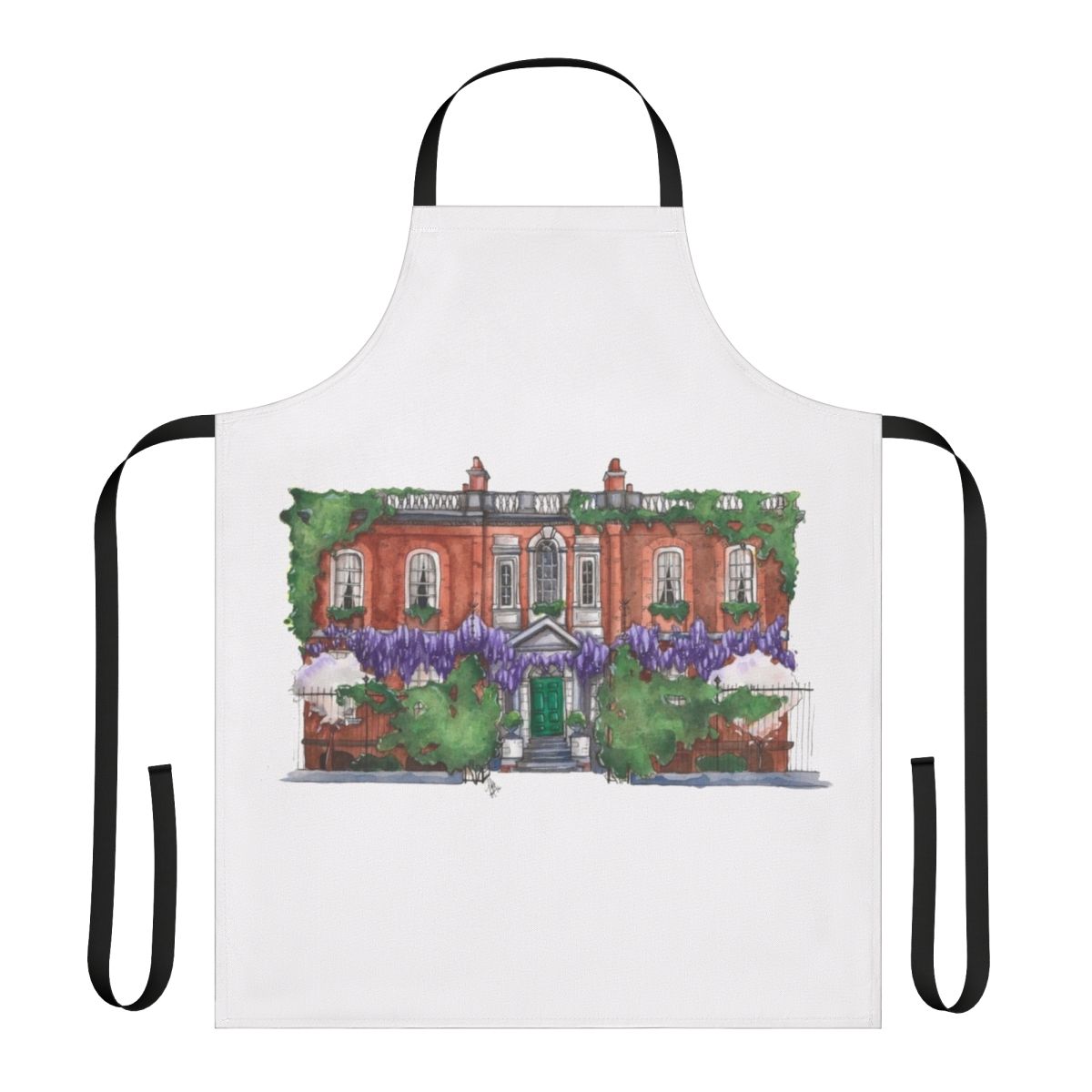 Bridgerton inspired watercolor apron featuring the Bridgerton Residence