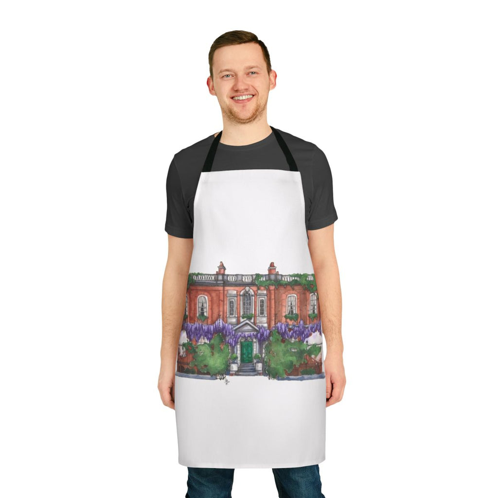 Bridgerton inspired watercolor apron featuring the Bridgerton Residence