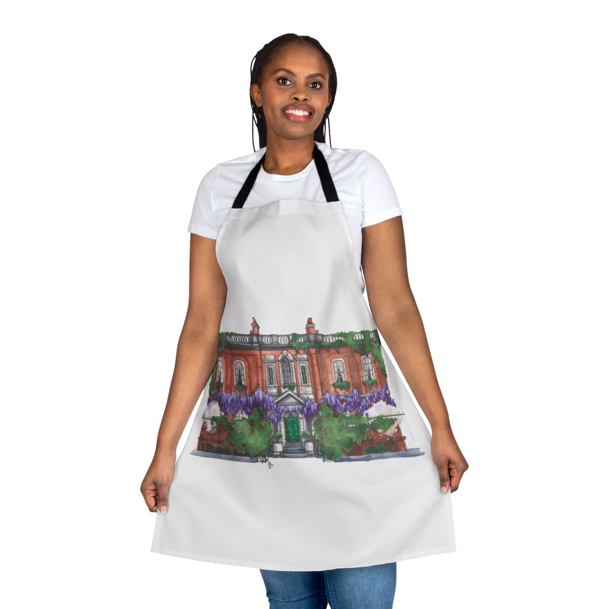 Bridgerton inspired watercolor apron featuring the Bridgerton Residence