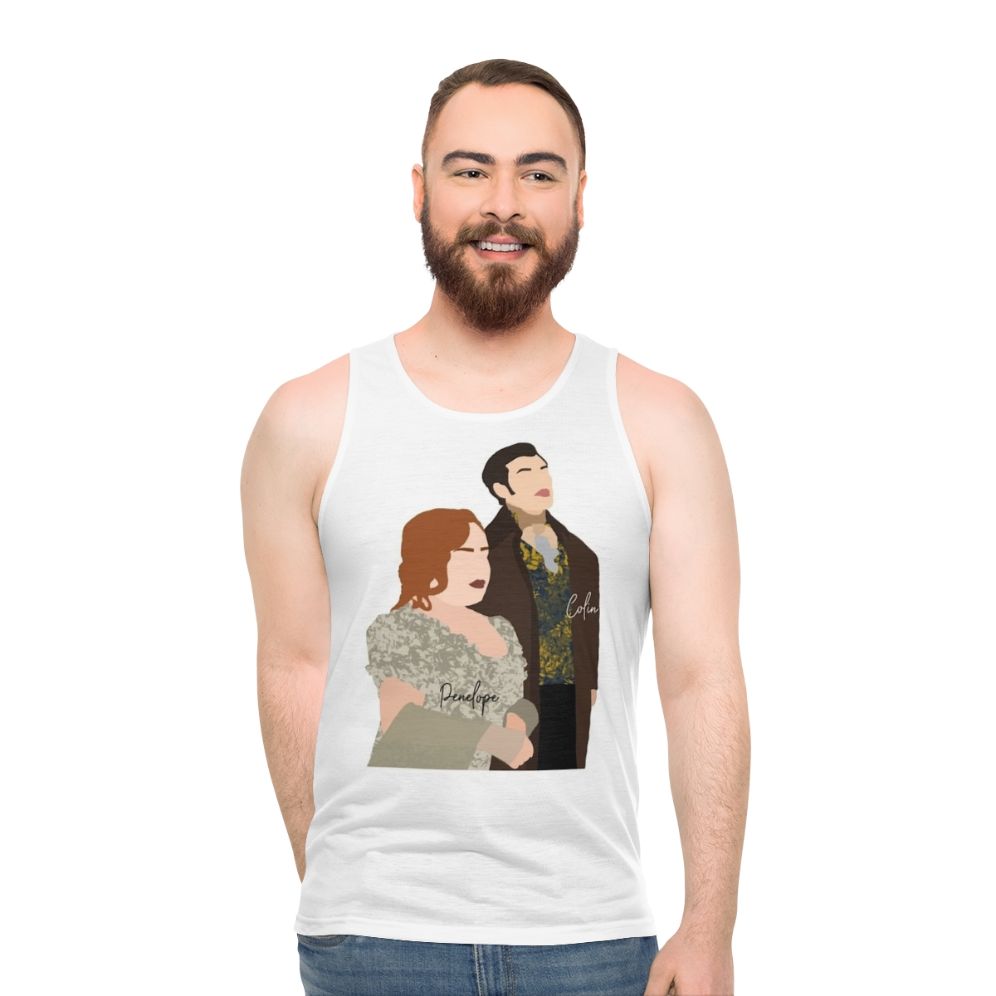 Bridgerton Penelope and Colin Smiling Unisex Tank Top