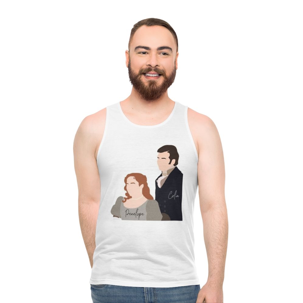 Bridgerton Penelope and Colin Smiling Unisex Tank Top