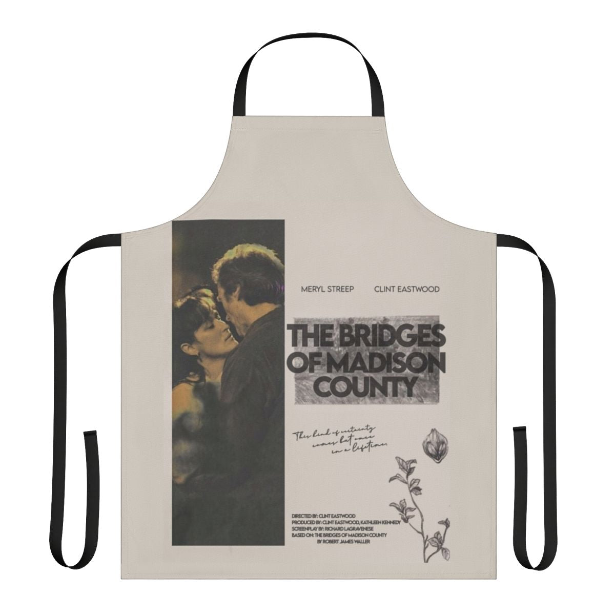 Bridges of Madison County inspired apron featuring Meryl Streep and Clint Eastwood