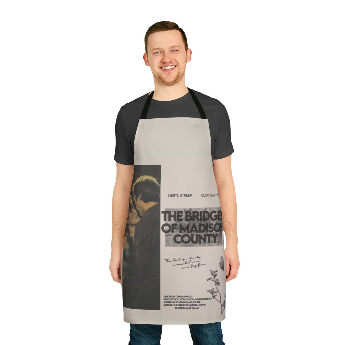 Bridges of Madison County inspired apron featuring Meryl Streep and Clint Eastwood
