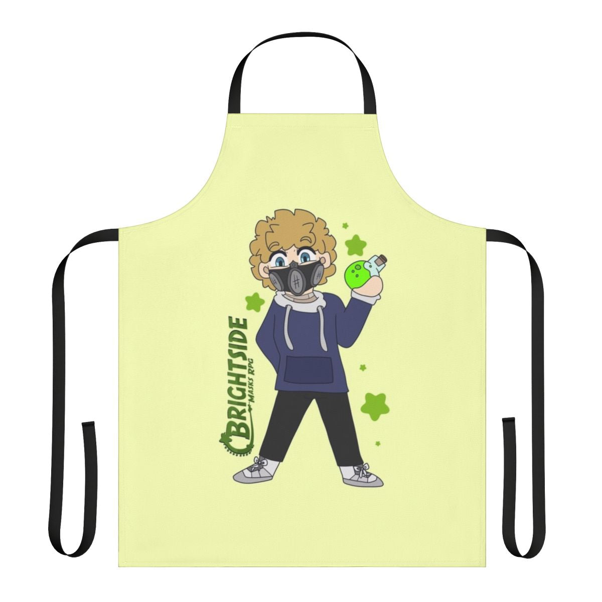 Brightside-inspired chibi character cooking apron for RPG and TTRPG enthusiasts