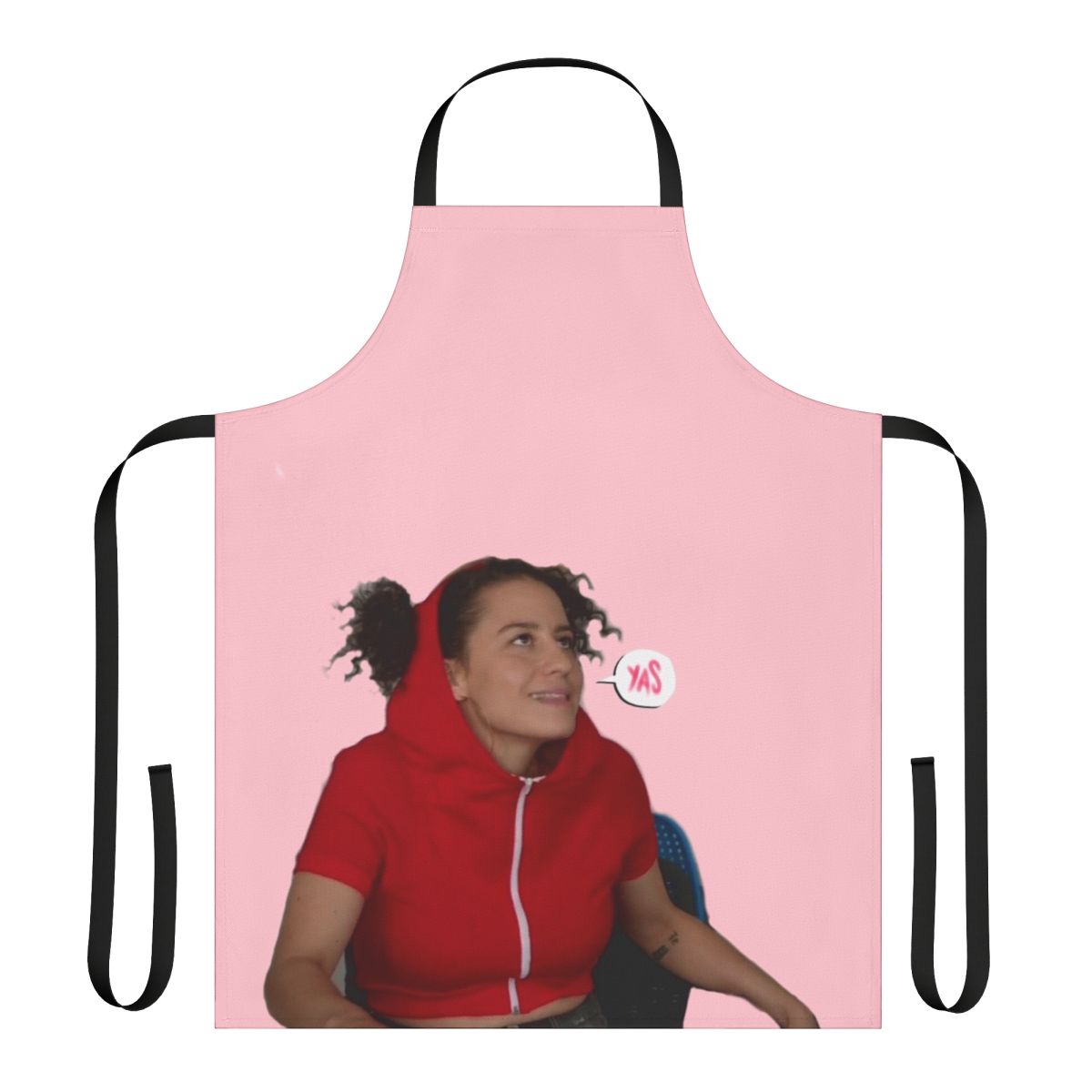 Broad City inspired "Yas Queen" kitchen apron with vibrant colors and humorous design