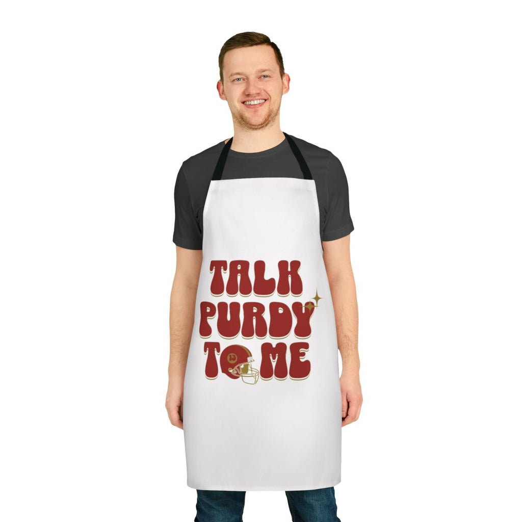 Brock Purdy themed kitchen apron for football and sports fans
