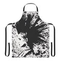 Brody Dalle inspired punk rock apron with sketches, mohawk, and black and white art