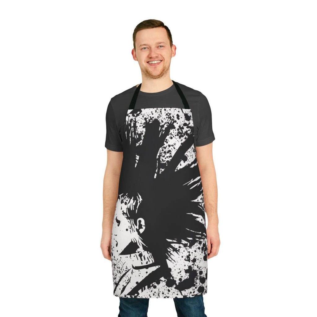 Brody Dalle inspired punk rock apron with sketches, mohawk, and black and white art