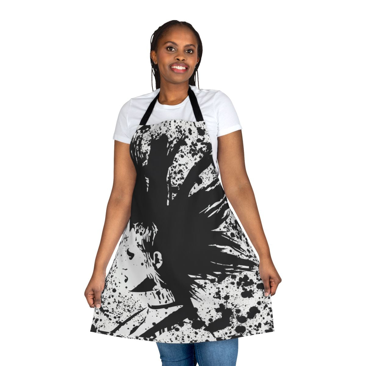 Brody Dalle inspired punk rock apron with sketches, mohawk, and black and white art