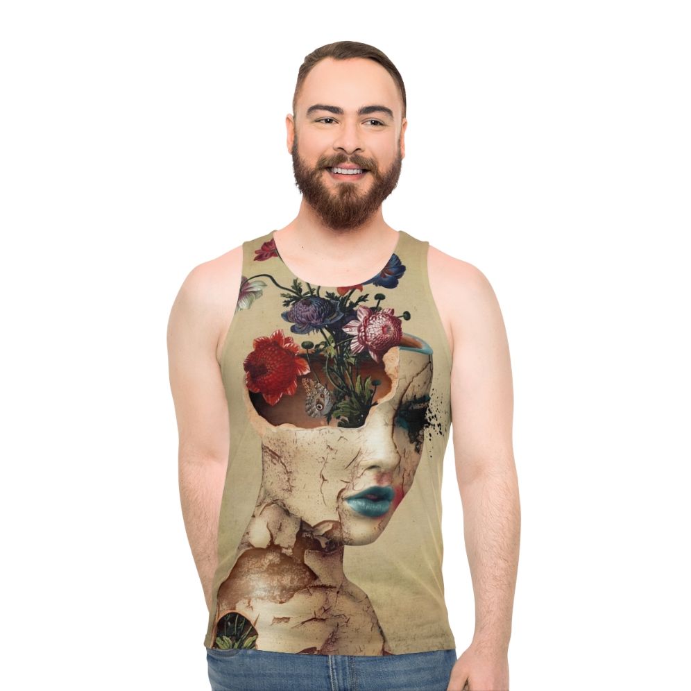Broken Beauty Unisex Floral Grunge Digital Art Tank Top
